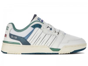 White / Blue / Green K-Swiss SI-18 RIVAL Men's Lifestyle Shoes | LNXFR-9712