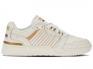 White / Gold K-Swiss SI-18 RIVAL Women's Lifestyle Shoes | CDZUL-2813