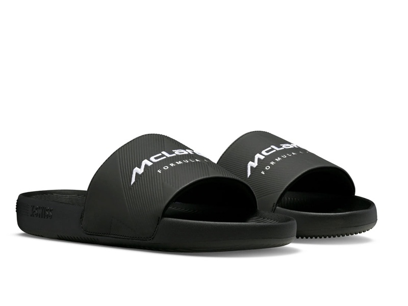 Black K-Swiss SLIDE SANDAL X MCLAREN Men's Lifestyle Shoes | CXOZD-7029