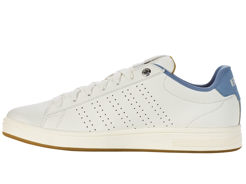 White / Blue / Brown K-Swiss BASE COURT Men's Lifestyle Shoes | ZETVA-6438