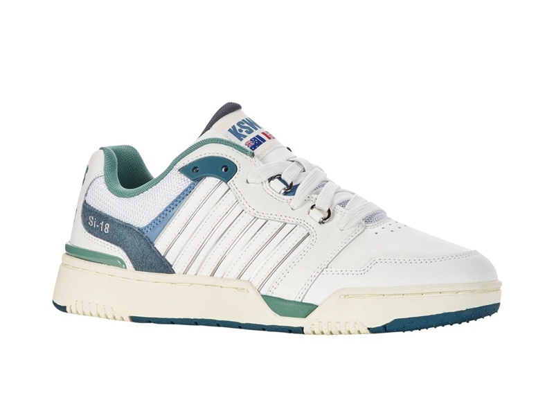 White / Blue / Green K-Swiss SI-18 RIVAL Men's Lifestyle Shoes | LNXFR-9712