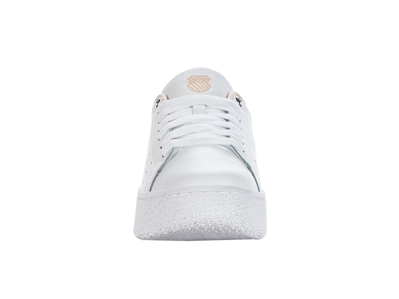 White / Cream Brown K-Swiss CLASSIC PF PLATFORM Women's Lifestyle Shoes | SIRVT-3269