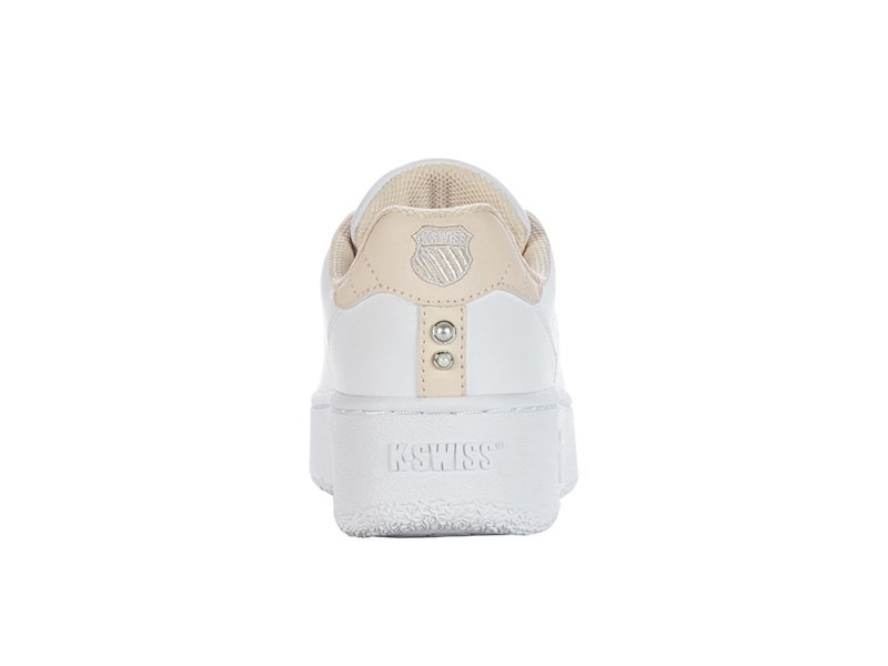 White / Cream Brown K-Swiss CLASSIC PF PLATFORM Women's Lifestyle Shoes | SIRVT-3269