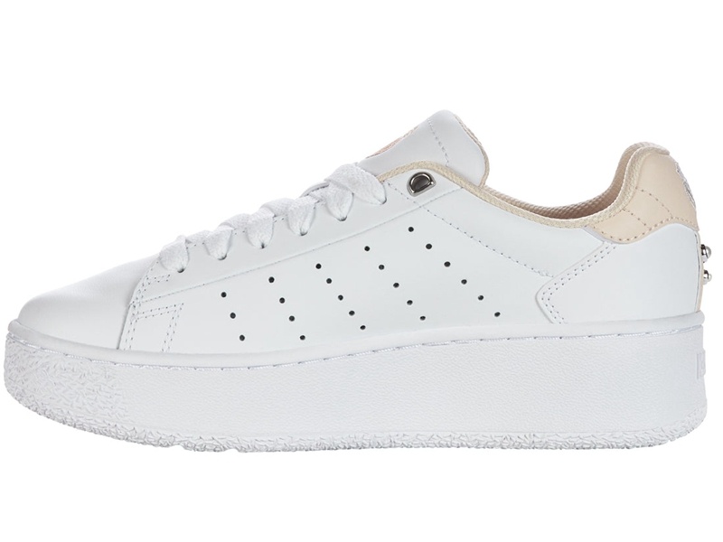 White / Cream Brown K-Swiss CLASSIC PF PLATFORM Women's Lifestyle Shoes | SIRVT-3269