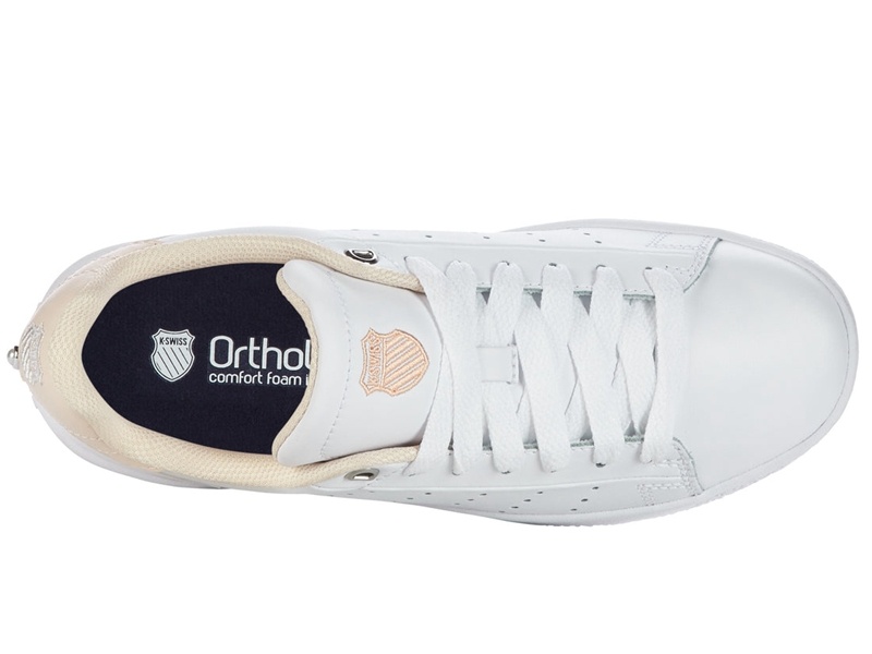 White / Cream Brown K-Swiss CLASSIC PF PLATFORM Women's Lifestyle Shoes | SIRVT-3269