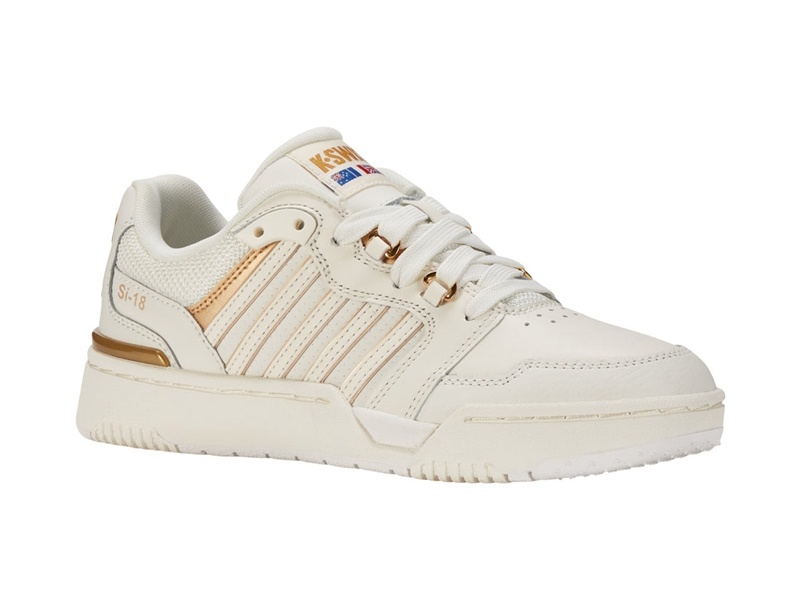 White / Gold K-Swiss SI-18 RIVAL Women's Lifestyle Shoes | CDZUL-2813