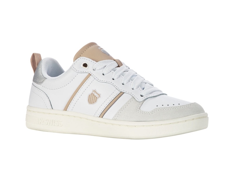 White / Grey Brown K-Swiss LOZAN MATCH LTH Women's Lifestyle Shoes | QUCEN-8640