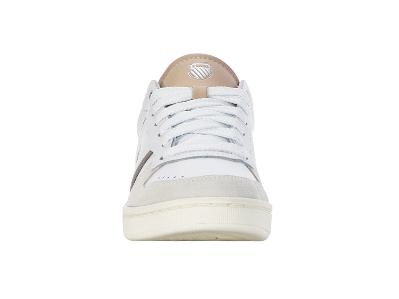 White / Grey Brown K-Swiss LOZAN MATCH LTH Women's Lifestyle Shoes | QUCEN-8640