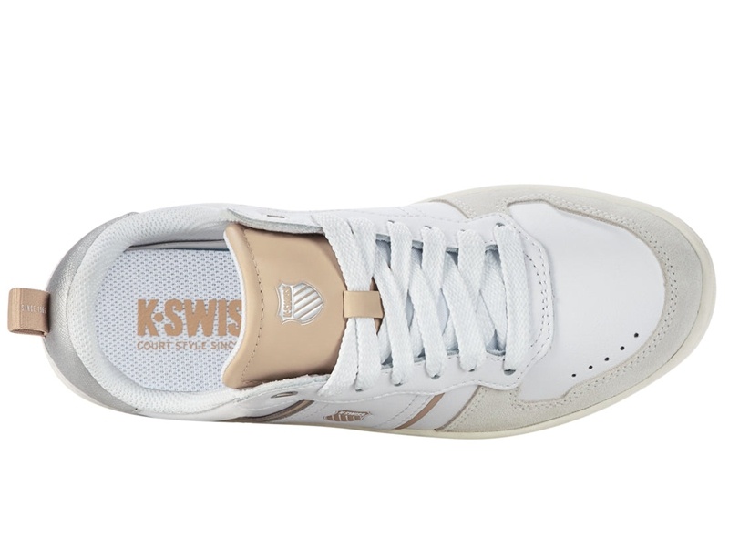 White / Grey Brown K-Swiss LOZAN MATCH LTH Women's Lifestyle Shoes | QUCEN-8640