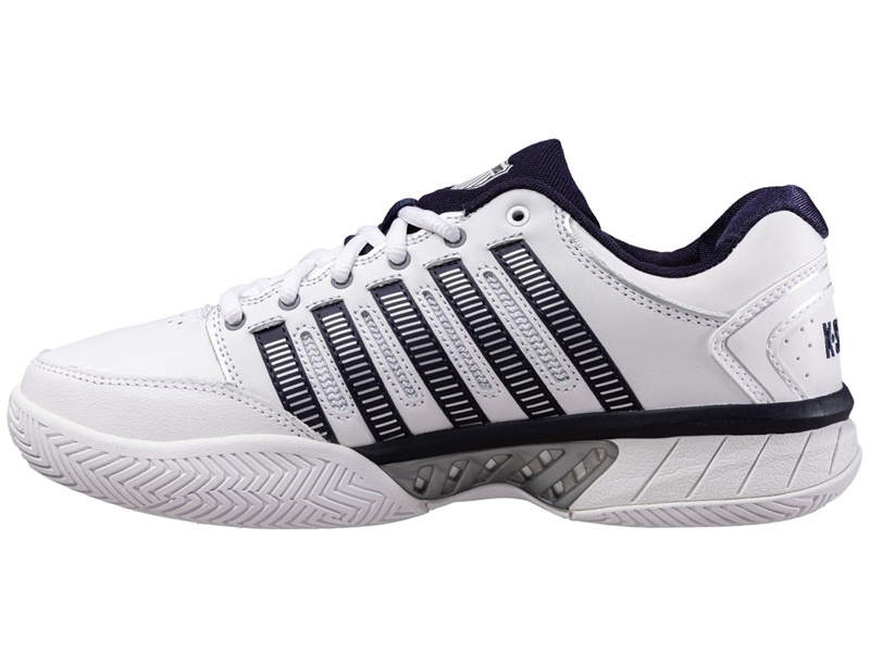 White / Navy / Silver K-Swiss HYPERCOURT EXPRESS LEATHER Men's Tennis | INUDC-2047