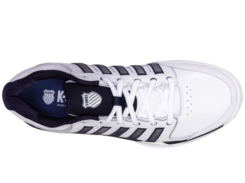 White / Navy / Silver K-Swiss HYPERCOURT EXPRESS LEATHER Men's Tennis | INUDC-2047